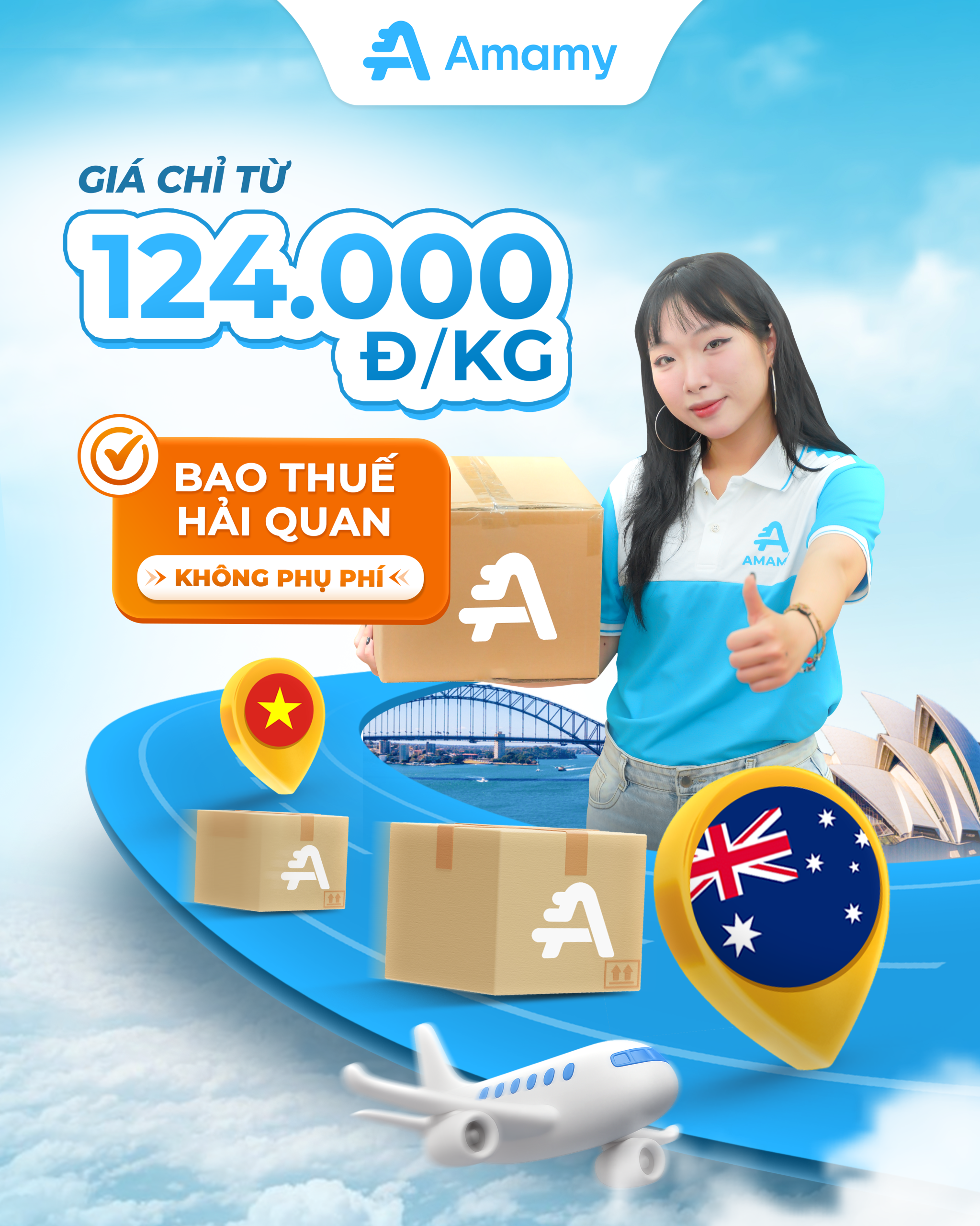 Gửi hàng đi Úc từ 124.000đ/kg – bao thuế